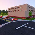 Hospital mit Fahrzeugen