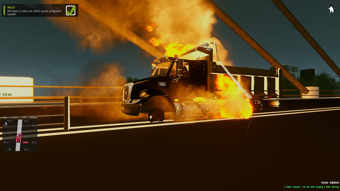 "LKW machen so, ich machen so. Bumm"